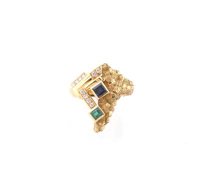 Brillant Saphir Smaragd Ring - Jewellery