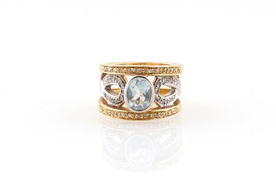 Achtkantdiamant Aquamarin Ring - Schmuck