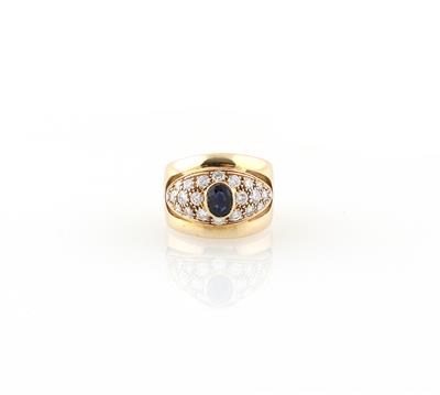 Saphir Brillant Ring zus. ca.0,80 ct - Klenoty