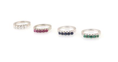 Brillant Farbstein Ringset - Schmuck