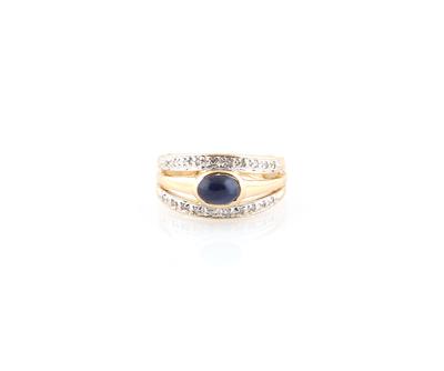 Achtkantdiamant Saphir Ring - Gioielli