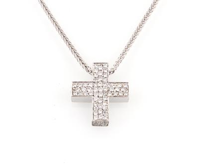 Brillantcollier Kreuz zus. ca.0,70 ct - Jewellery