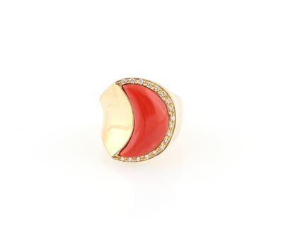 Brillant Korallen Ring Mond - Jewellery