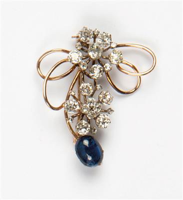 Altschliffdiamant Saphir Brosche - Jewellery
