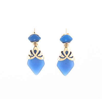 Ohrsteckgehänge mit blau gebeiztem Achat - Jewellery