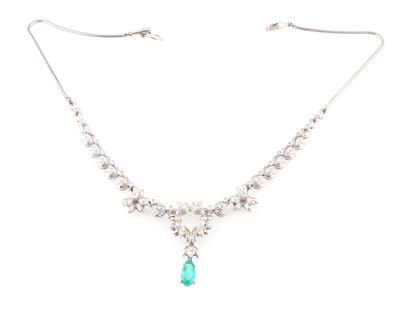 Achtkantdiamant Smaragd Collier - Jewellery