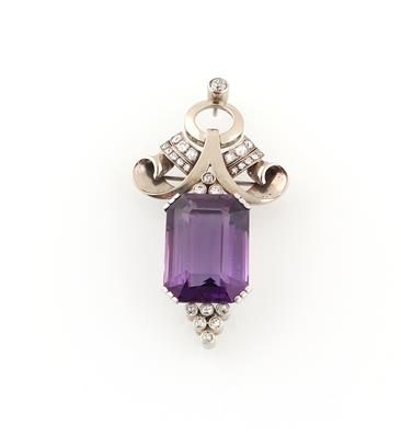 Diamant Amethyst Anhänger - Sommerauktion Schmuck