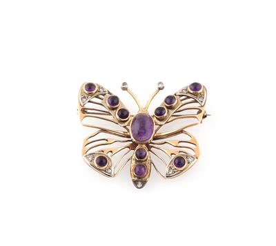 Diamant Amethyst Brosche Schmetterling - Klenoty