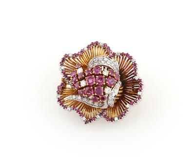 Diamant Rubin Brosche - Jewellery