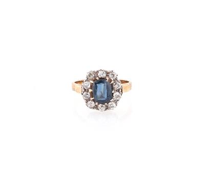 Altschliffdiamant Saphir Ring - Sommerauktion Diamanten, Farb- und Schmucksteine