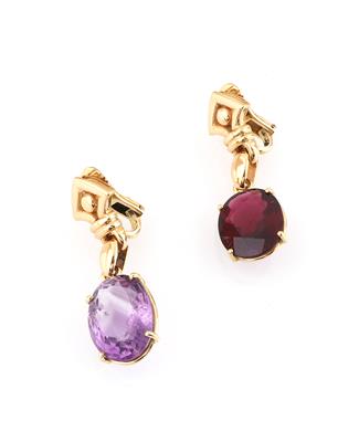 Amethyst Rubellit Ohrclips - Schmuck