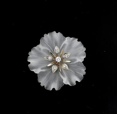 Bergkristall Blütenbrosche - Gioielli