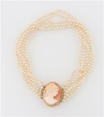 Kulturperlen Muschelcamee Collier - Schmuck