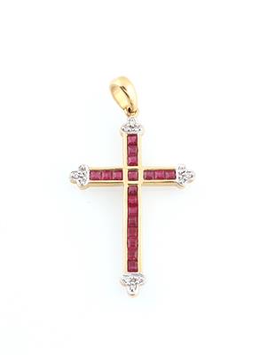 Brillant Rubin Kreuz - Schmuck