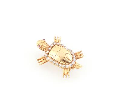Brillantbrosche Schildkröte zus. ca. 0,65 ct - Schmuck