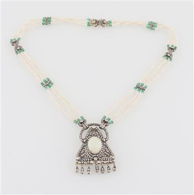 Diamant Opal Kulturperlen Collier - Jewellery