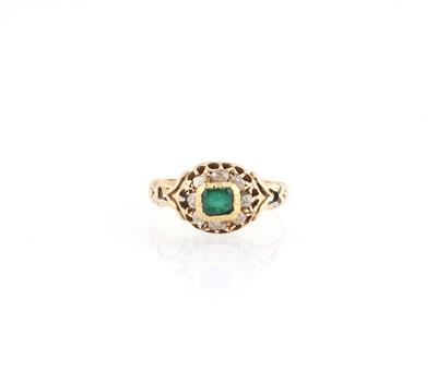 Altschliffdiamant Smaragd Ring - Schmuck