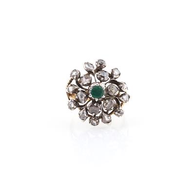 Diamantrauten Smaragd Ring - Schmuck