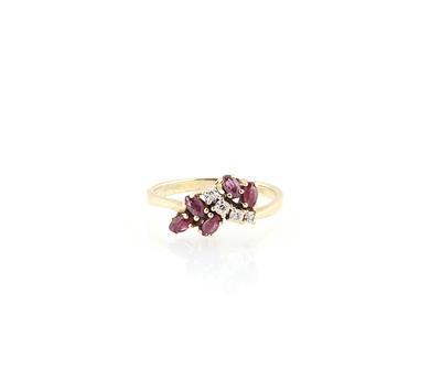 Achtkantdiamant Rubin Ring - Gioielli