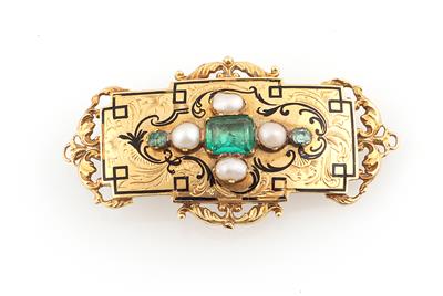 Smaragd Halbperlenbrosche - Jewellery