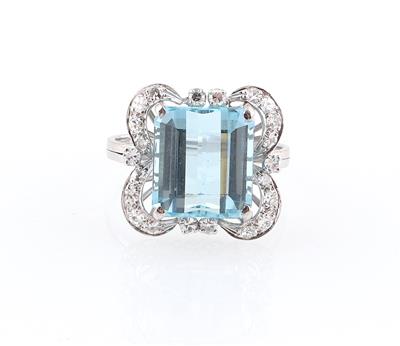 Aquamarin Diamant Damenring - Jewellery