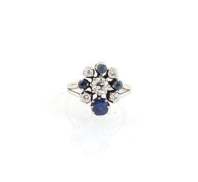 Altschliffdiamant Saphir Ring - Gioielli