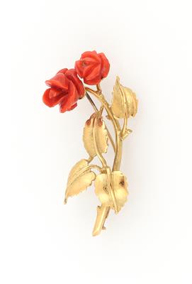 Korallenbrosche Rose - Jewellery