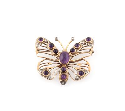 Diamant Amethyst Brosche Schmetterling - Jewellery