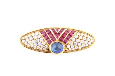 Brillant Rubin Saphir Brosche - Jewellery