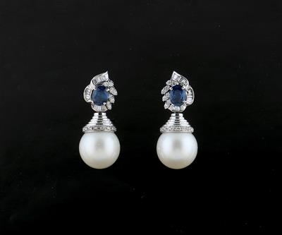 Diamant Saphir Südseekulturperlen Ohrgehänge - Jewellery