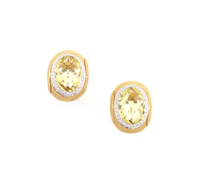 Lemon Citrin Brillantohrclips - Jewellery