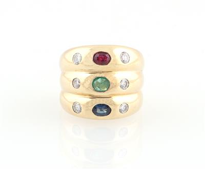 Rubin Saphir Smaragd Brillant ring - Gioielli