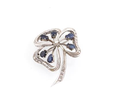 Achtkantdiamant Saphir Brosche Blume - Jewellery