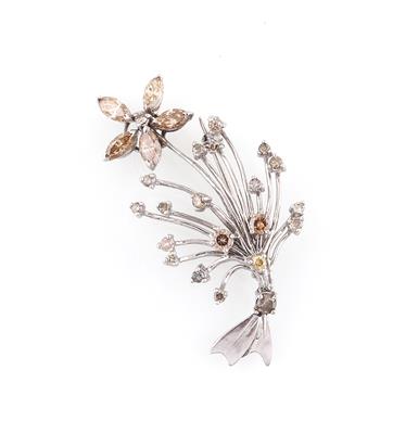 Diamant Blütenbrosche zus. ca. 3,50 ct - Jewellery