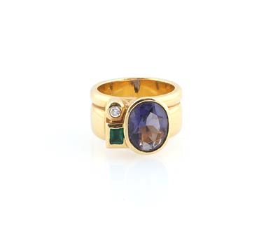 Brillant Smaragd Iolith Ring - Schmuck