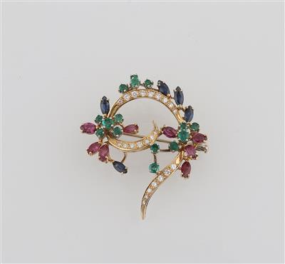 Brillant Farbstein Brosche - Jewellery