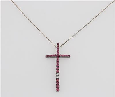 Brillant Rubin Kreuz Anhänger - Jewellery