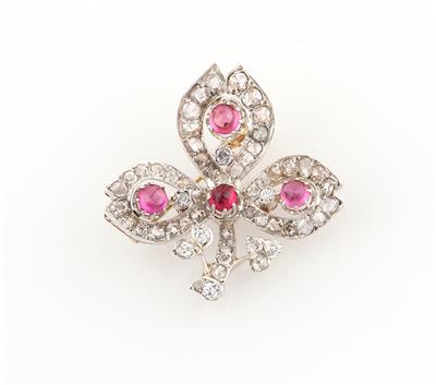 Diamantbrosche Kleeblatt zus. ca. 2 ct - Schmuck