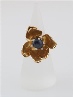 Diamant Saphirring Blüte - Jewellery