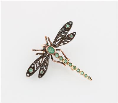 Achtkantdiamant Smaragd Brosche - Jewellery