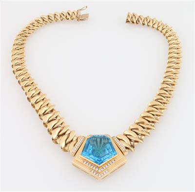 Brillantcollier mit behandeltem Topas - Gioielli