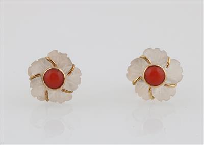 Korallen Kristallblüten Ohrstecker - Jewellery