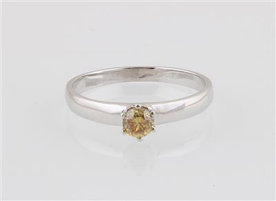 Natural Fancy Intense Greenish Yellow Brillantsolitär Ring ca. 0,29 ct - Klenoty