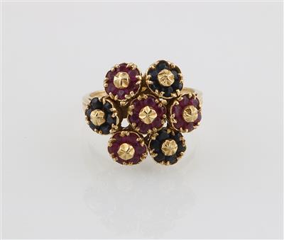 Saphir Rubin Blütenring - Jewellery