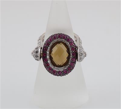 Brillant Rubin Saphir Citrin Ring - Jewellery