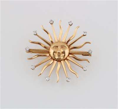 Diamantbrosche Sonne zus. ca. 0,30 ct - Jewellery