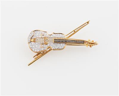 Bucherer Brillant Saphir Brosche Violine - Schmuck