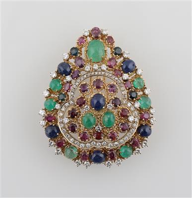 Diamant Farbstein Brosche - Jewellery