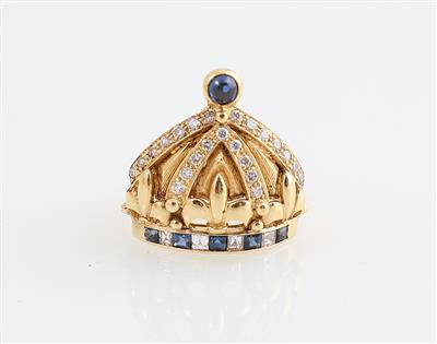 Diamant Saphir Ring Krone - Gioielli