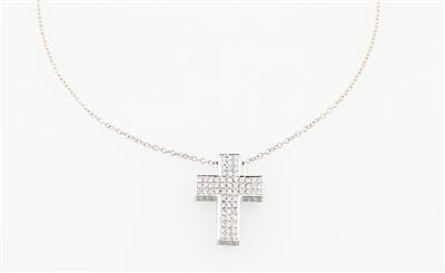 Brillant Kreuzcollier zus. ca.1,50 ct - Gioielli